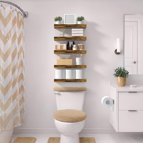 Sorbus 16 Inch Floating Shelves for Wall (4 Pack, Rustic Brown) - color: Rustic Brown, size: 4 Pack