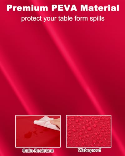NatNarr 3 Pack Red Tablecloths Plastic, Scalloped Christmas Table Cloths - color: Red, size: 3 Pack
