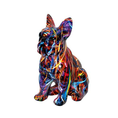 French Bulldog Statue Sculpture Sitting Graffiti Dog Home Decor Figurine - color: A2