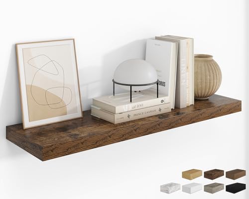 RICHFOCUS Long Floating Shelves for Wall 1Pack|Rustic Brown|40" Lx8 D - color: Rustic Brown, size: 39.4"L x 8"D, Set of 1