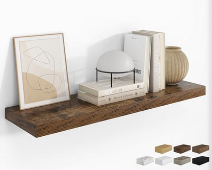 RICHFOCUS Long Floating Shelves for Wall 1Pack|Rustic Brown|40" Lx8 D - color: Rustic Brown, size: 39.4"L x 8"D, Set of 1