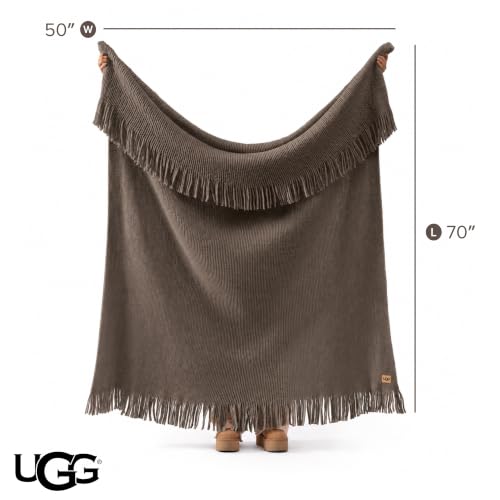 UGG Margot Knit Throw Blanket, 50" x 70", Dark Brown (Burnt Cedar) - color: Dark Brown