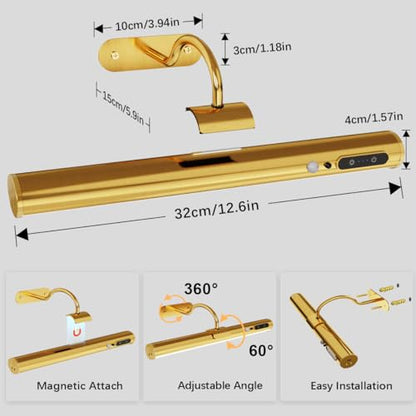 Motion Sensor Battery Operated Picture Light,Wireless Picture Light - color: Motion Sensor Brass
