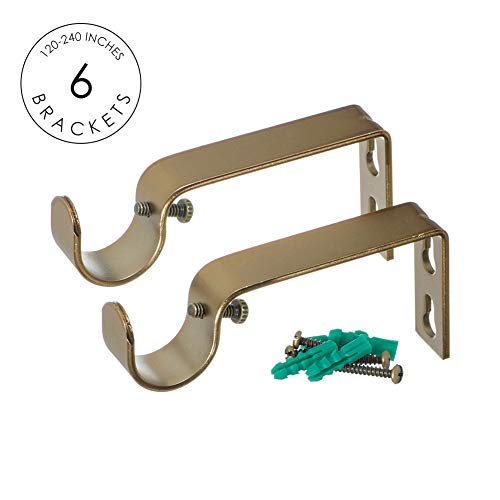 Ivilon Window Curtain Rod End Cap - 1 inch Pole. 120 to 240 Inch. Warm Gold - size: 120 to 240 in.