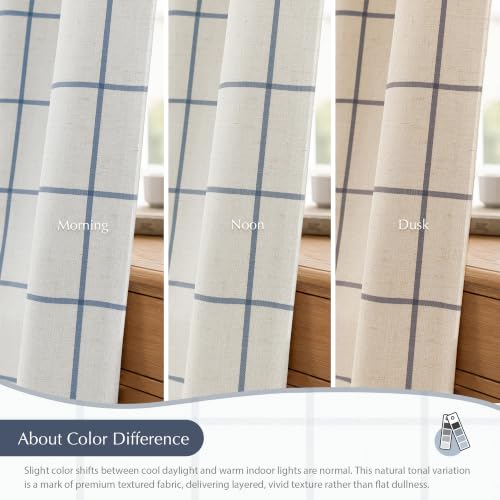 DriftAway 100% Blackout Plaid Curtains 90 Inches Long 2 Panels Navy Blue - color: Navy Blue, size: 52"W x 90"L (Pack of 2)