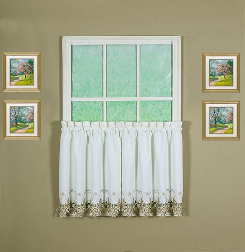 Today's Curtain Verona Reverse Embroidery Tier, 36", Ecru/Antique, 60" W X 36" L - color: Ecru/Antique, size: 60"W x 36"L (Pack of 1)
