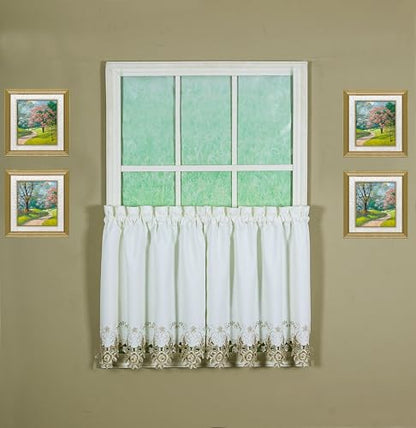Today's Curtain Verona Reverse Embroidery Tier, 36", Ecru/Antique, 60" W X 36" L - color: Ecru/Antique, size: 60"W x 36"L (Pack of 1)