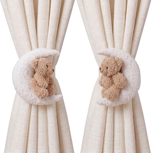 Chumia 2 Pack Moon Bear Curtain Tiebacks Cute Nursery Decor - style: Moon Bear