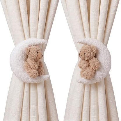 Chumia 2 Pack Moon Bear Curtain Tiebacks Cute Nursery Decor - style: Moon Bear