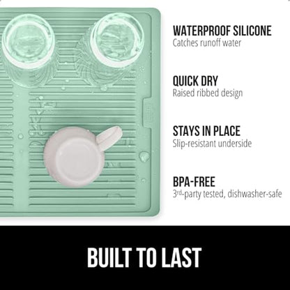 GORILLA GRIP Patented BPA-Free Silicone Dish Drying Mat, 18x16, Mint - color: Mint, size: 18" x 16", style: Silicone