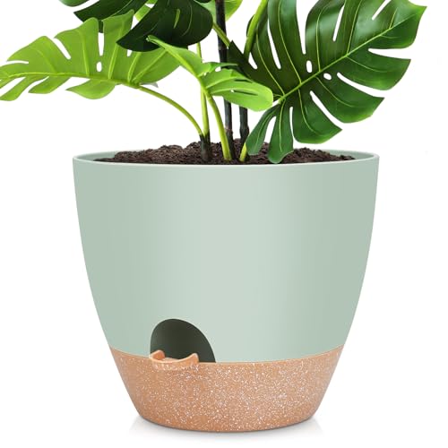 YNNICO 12 inch Large Self Watering Plant Pots for Indoor Outdoor Plants - color: Green, size: 12 Inch