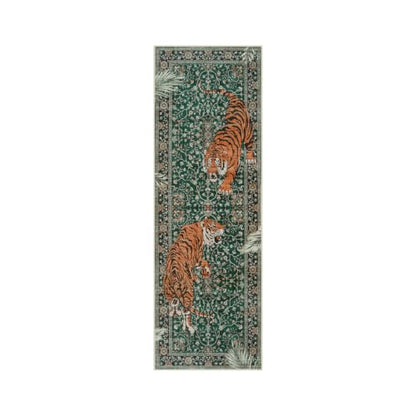 Moynesa Washable 2x6 Boho Tiger Runner Rug, Non Slip Runner for Hallway - color: Green, size: 2' x 6' (Rectangular)