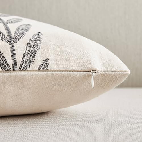 Farmhouse Leaves Lumbar Pillow Covers Set of 2, 12x20in Black - color: Black, size: 20" x 12" (Pack of 2)