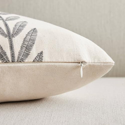 Farmhouse Leaves Lumbar Pillow Covers Set of 2, 12x20in Black - color: Black, size: 20" x 12" (Pack of 2)