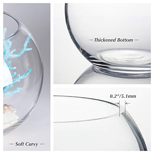 WGV Bowl Glass Vase, Diameter 6", Height 4.5", Open Width 4", (Multiple Sizes Choices) Clear Bubble Planter Terrarium Fish Bowl for Wedding Event Home Decor, 1 Piece (VBW0006A) - size: 6"D 1 Piece