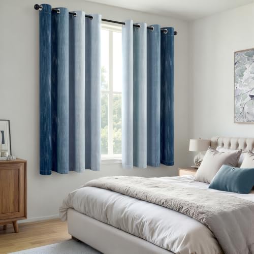 MIULEE Dark Blue and Light Blue Ombre Blackout Curtains 52Wx54L Set of 2 - color: Dark Blue and Light Blue, size: 52"W x 54"L (Pack of 2)