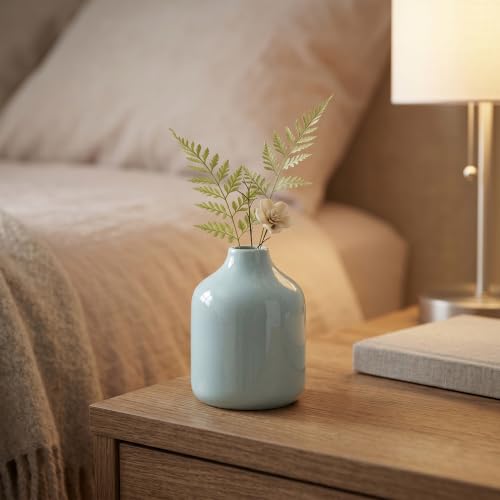 Sunddo Blue Ceramic Vase, 5 Inch - color: Light Blue, size: 5 inch