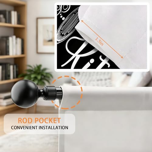 Farmhouse Kitchen Window Curtains Over Sink 27.5" W x 36" L - color: Black Rustic Farmhouse Kitchen Curtains, size: 27.5"W x 36"L (Pack of 2)