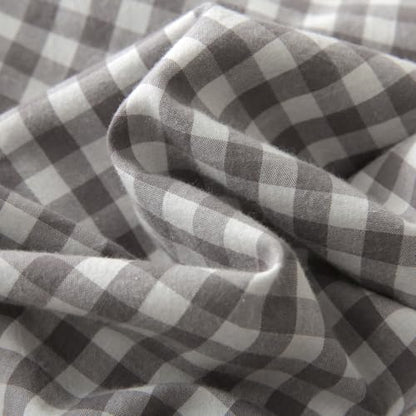 Silnuo Grey/White Plaid Ruffled Body Pillow Sham 1 Piece Washed Cotton Shabby Checkered Gingham Pillow Cover 20"x54" - color: Grey/White Plaid, size: Body Pillow (20" x 54") - 1 Piece