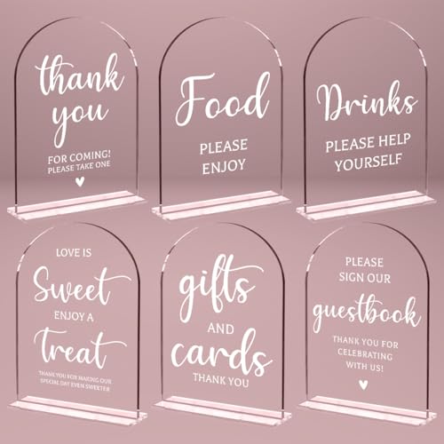 6 Pcs Wedding Sign Decor, Ceremony Sign, Wedding Sign for Reception & Event Party,Bridal Shower Decorations, Wedding Table Sign Accessories for Anniversary and Event 5x7 Inch - color: 6PcsGifts