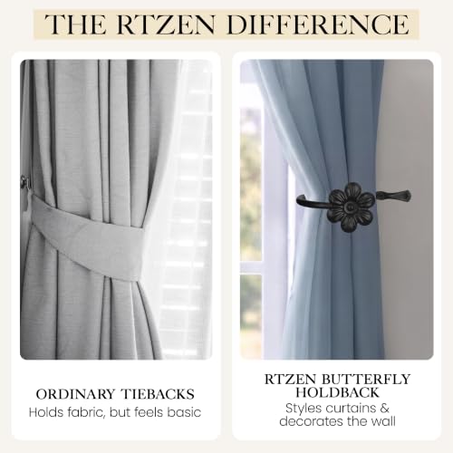 RTZEN Metal Curtain Tiebacks, Drapery Holders for Wall, 2 Pcs - size: Medium, style: Flower