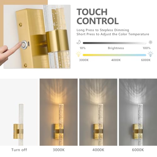 Battery Operated Wall Sconces Set of 2, 20000mAh Rechargeable Wall Light | Remote Control,3000K-6000K Dimmable LED Wireless Sconces,Gold,20.9 Inch - color: Gold, size: 20.9 Inch