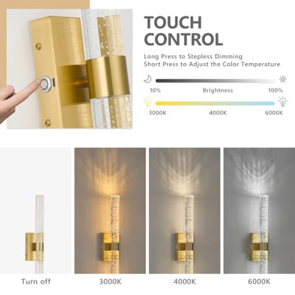 Battery Operated Wall Sconces Set of 2, 20000mAh Rechargeable Wall Light | Remote Control,3000K-6000K Dimmable LED Wireless Sconces,Gold,20.9 Inch - color: Gold, size: 20.9 Inch
