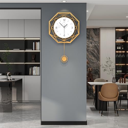 Large Wall Clocks for Living Room Decor Modern Decorative Clock | Analog Battery Operated Silent Non Ticking for Bedroom Kitchen Office Home Farmhouse Geometric Gold Clock Wall Art 16x26i nch - size: 16x26 in