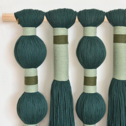 Macrame Wall Hanging Green Boho Wall Decor Handmade Fiber Art 15.7"W*39"L - color: Green