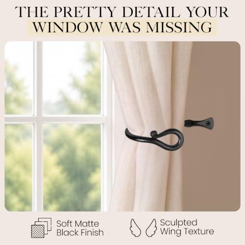 RTZEN Metal Curtain Tiebacks, Drapery Holders for Wall, 2 Pcs - size: Medium, style: Loophole