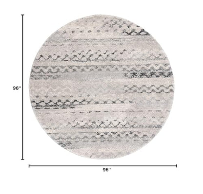SAFAVIEH Retro Collection Area Rug - 8' Round, Cream & Grey, Modern Abstract Design, Non-Shedding & Easy Care, Ideal for High Traffic Areas in Living Room, Bedroom (RET2136-1180) - size: 8' (Round)