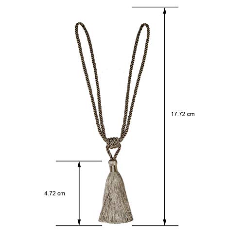 2 Pack Curtain Tiebacks Handmade Tassel Rope Curtain Holdbacks - color: Flaxen, size: 2p