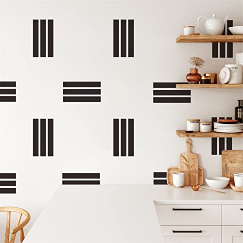 Striped Wall Decals Geometric Line Wall Stickers Black Decal Peel and Stick - color: Black