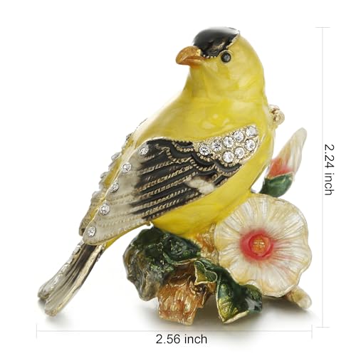 Hand Painted Enameled Oriole Trinket Box, Hinged Unique Mini Ring Necklace Jewelry Organizer, Classical Bejeweled Storage, Figurine Collectible Keepsake Home Decor (Oriole Bird) - color: Oriole Bird