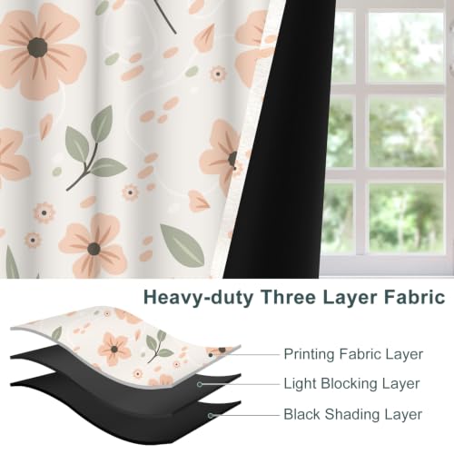 Pink Floral Blackout Curtains for Bedroom 84 Inches Long - color: Floral-i