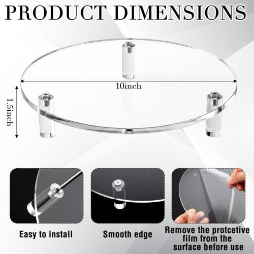 3 Pcs Round Acrylic Risers Clear Small Display Stands, 10" - size: 10”