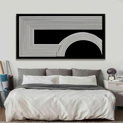 Large Framed Abstract Black And White Wall Art For Living Room 29"X 58" - color: black, size: 58"L x 29"W