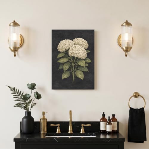 Framed Botanical Wall Art, Moody Hydrangea Canvas Prints, 16x24 Inch - color: Hydrangea