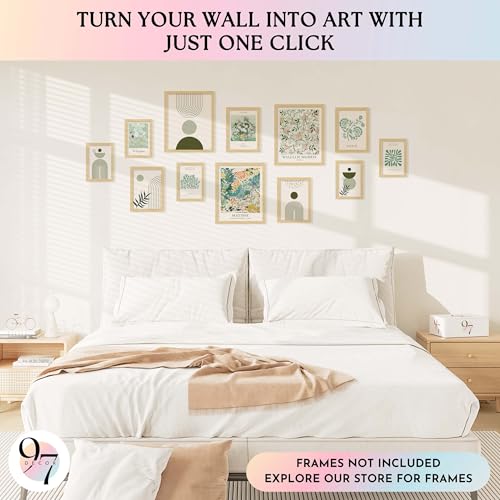 97 Decor Sage Green Wall Art, 12 Matisse Style Prints, Unframed - color: Sage Green Gx8x10