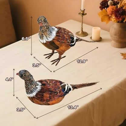 naturevibe Feathered Pheasant Decor Set of 2 for Autumn Fall Thanksgiving - style: Pheasant Decor-Set of 2