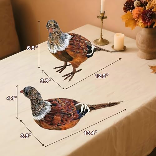 naturevibe Feathered Pheasant Decor Set of 2 for Autumn Fall Thanksgiving - style: Pheasant Decor-Set of 2