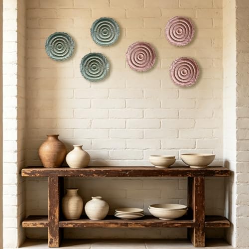 Metal Wall Sculpture, 10'' Round Textured Radiant Sunburst Wall Decor - color: 053B-Turquoise