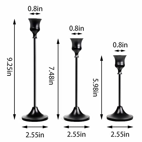 NLBTW Black Candlestick Holders, Metal Taper Candle Holder, Set of 3 - color: Black, size: 1 Set (3 Pcs)