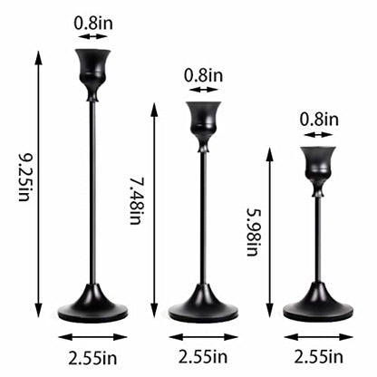 NLBTW Black Candlestick Holders, Metal Taper Candle Holder, Set of 3 - color: Black, size: 1 Set (3 Pcs)