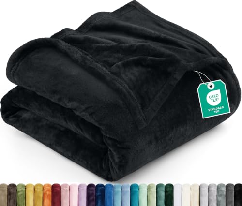 Utopia Bedding Ultra Soft Fleece Bed Blanket Throw Size Black (50x60 Inch) - color: Black, size: Throw (50x60 Inch)