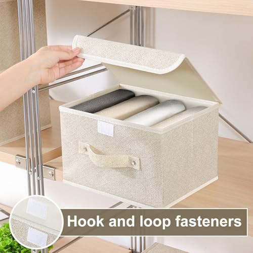 Storage Bins with Handles,Grey and Beige,10.2x7.9x6.7in,3 Pack - color: Beige/Gray, size: 10.2x7.9x6.7in(3-pack)