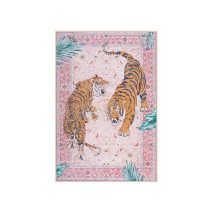 Moynesa Pink Tiger 2x3 Entryway Rug, Washable Boho Rug for Girls Bedroom - color: Pink, size: 2' x 3' (Rectangular)