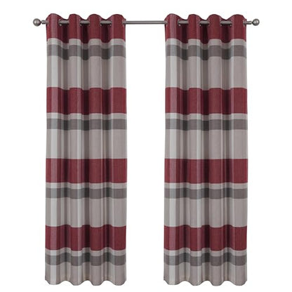 always4u 100% Blackout Plaid Curtains for Bedroom Living Room Woolen Look Black Tartan Grommet Thermal 2 Panels 45 * 95 Red Beige - color: Red Beige, size: 45"W x 95"L (Pack of 2)