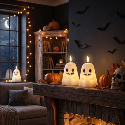 GenSwin Ghost Halloween Flameless Candles Battery Operated LED with Timer - color: 2-Ghost