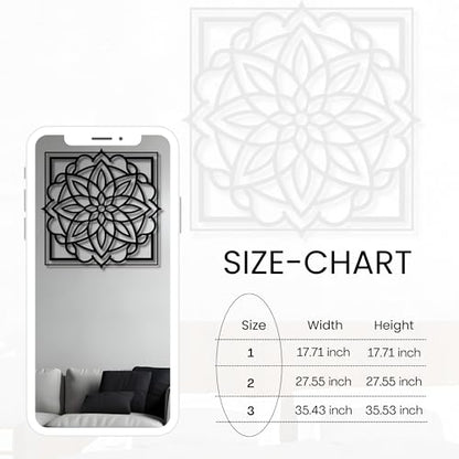 Metal Wall Decor | 17'' x 17'' x 0.05'' Mandala Art Themed Wall Decorations | Handmade Indoor and Outdoor Wall Art (17'' x 17'', Mandala I, Black) - size: 17'' x 17'', style: Mandala I